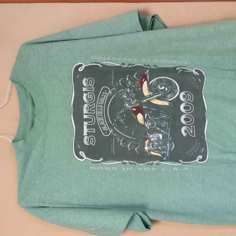 Sturgis Black Hills Rally 2009 Motorcycle Themed Green T-Shirt Size Large